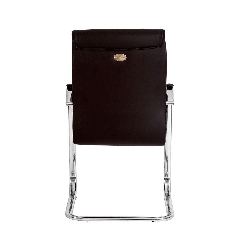 Cadeira Escritório Interlocutor Big Fixa Marrom Base Cromada - 3