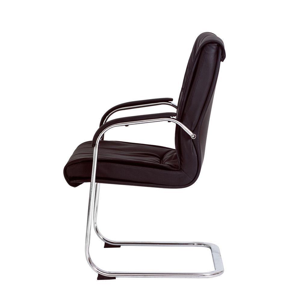 Cadeira Escritório Interlocutor Big Fixa Marrom Base Cromada - 4