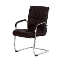 Cadeira Escritório Interlocutor Big Fixa Marrom Base Cromada - 1