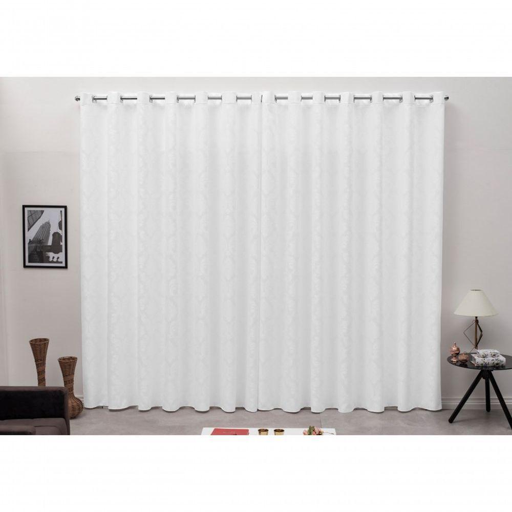 Cortina 4,00x2,30 Sala Quarto Cozinha Varão Tecido Jacquard Cor:branco - 7
