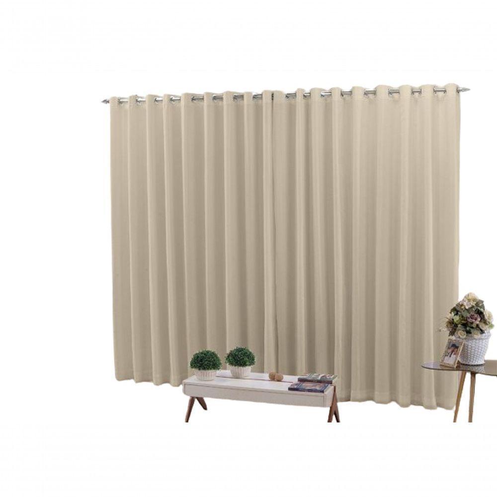 Cortina 3,00x2,50 Sala Quarto Cozinha Voil Blackout Tecido Cor:pérola - 1