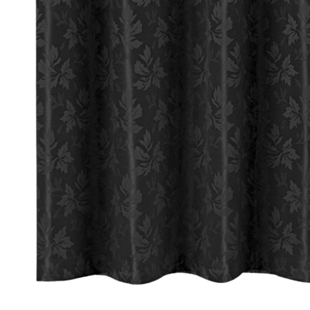 Cortina 3,00x2,30 Sala Quarto Cozinha Varão Tecido Jacquard Cor: Preto - 2