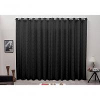 Cortina 3,00x2,30 Sala Quarto Cozinha Varão Tecido Jacquard Cor: Preto