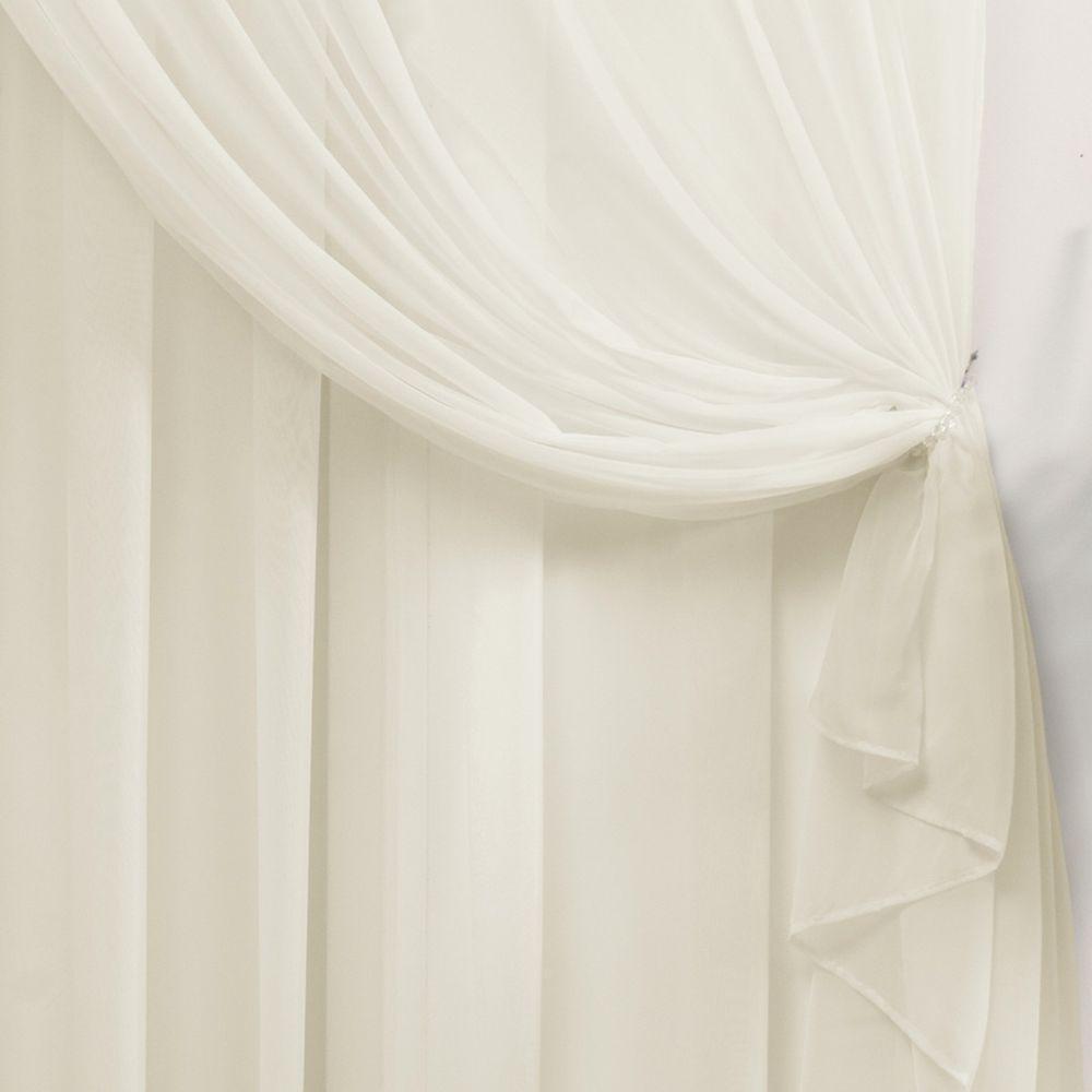 Cortina 6,00x2,50 Sala Quarto Cozinha Varão Voil Duplo Cor:pérola - 8