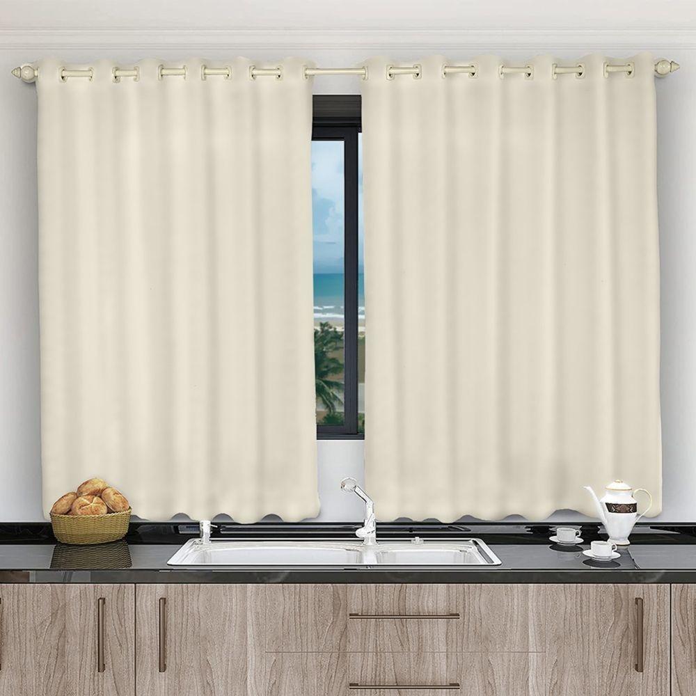 Cortina 2,80x1,20 Sala Quarto Cozinha Voil Microfibra Cor: Pérola - 1