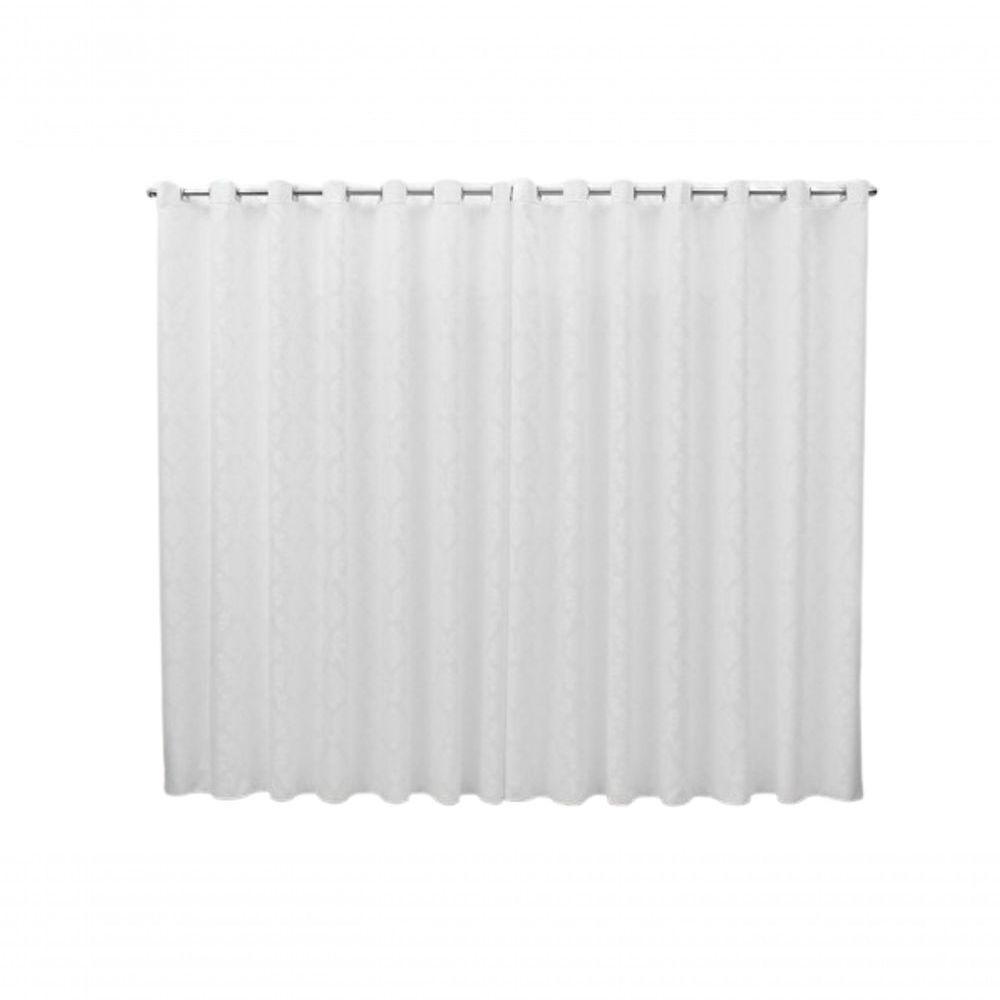 Cortina 5,00x2,50 Sala Quarto Cozinha Varão Tecido Jacquard Cor:branco - 1
