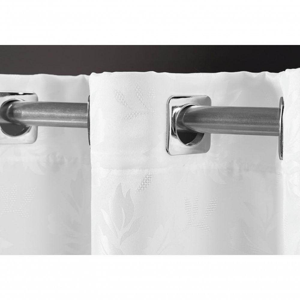 Cortina 5,00x2,50 Sala Quarto Cozinha Varão Tecido Jacquard Cor:branco - 6