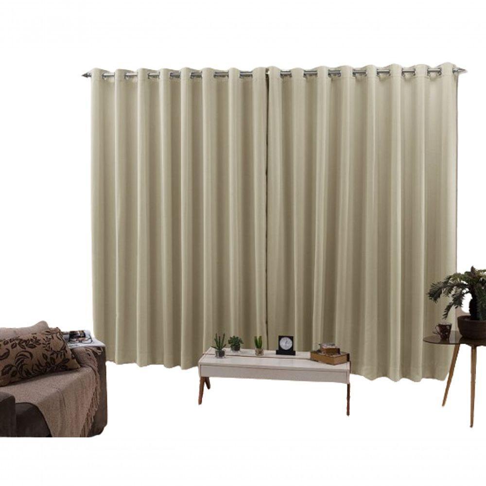 Cortina 3,00x2,50 Sala Quarto Cozinha Voil Blackout Tecido Cor: Areia. - 1