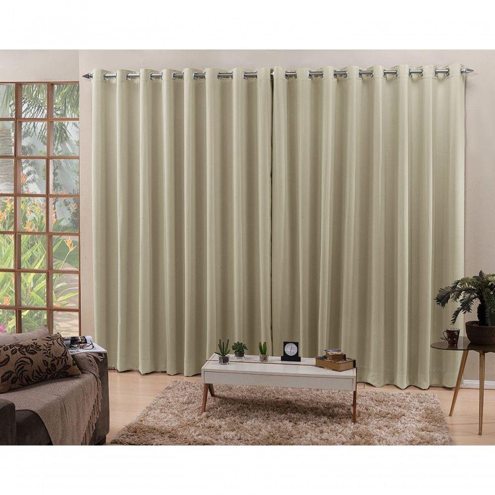 Cortina 3,00x2,50 Sala Quarto Cozinha Voil Blackout Tecido Cor: Areia. - 3
