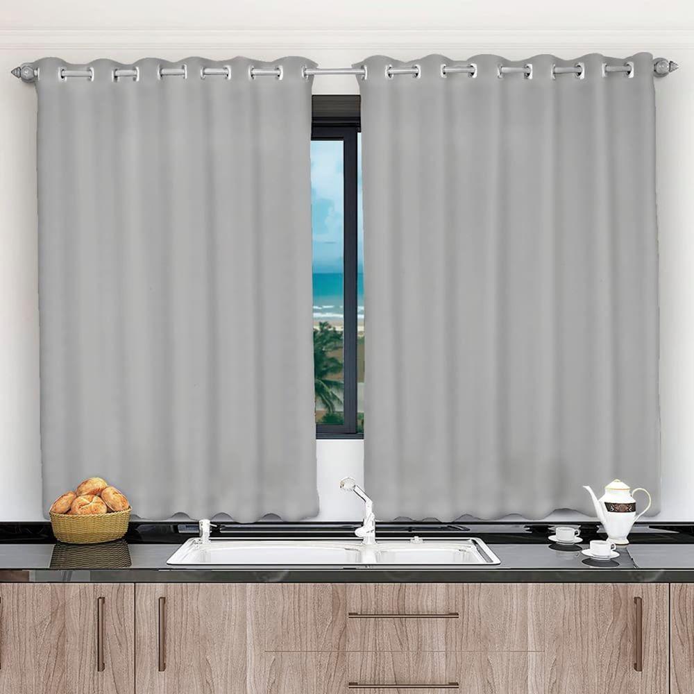 Cortina 2,00x1,20 Janela Sala Quarto Cozinha Tecido Liso Cor:cinza - 1