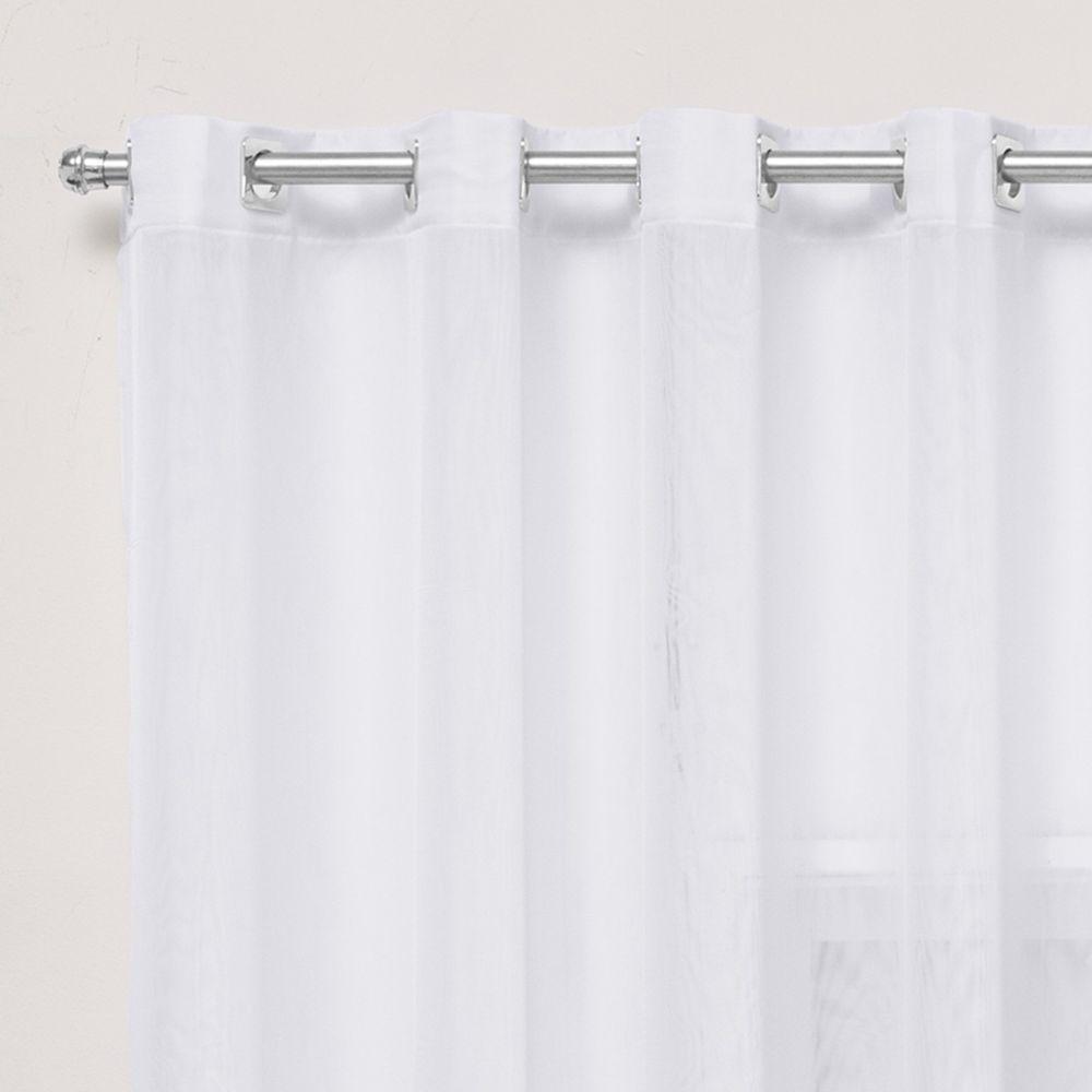 Cortina 2,80x2,50 Sala Quarto Cozinha Varão Voil Duplo Cor: Branco - 5