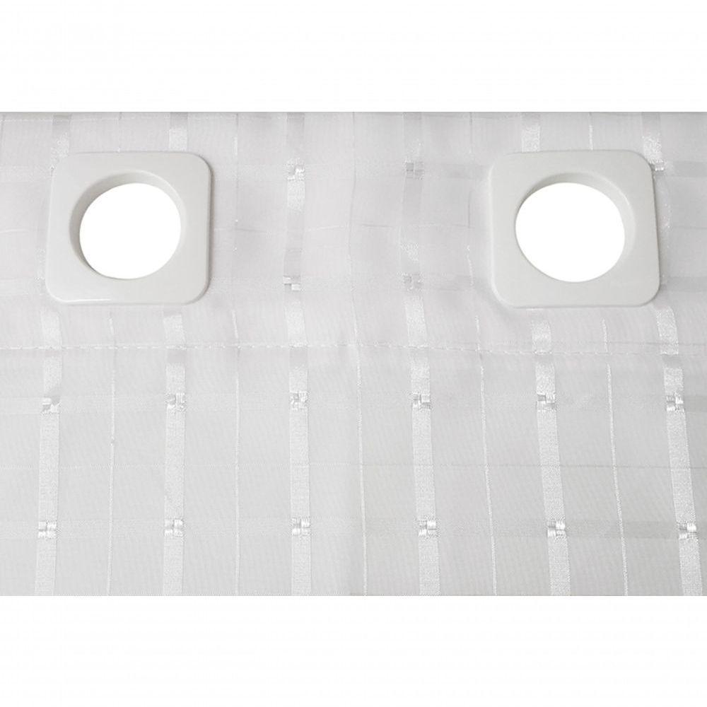 Cortina 2,80x1,20 Sala Quarto Cozinha Voil Microfibra Cor:xadrez Branco. - 5