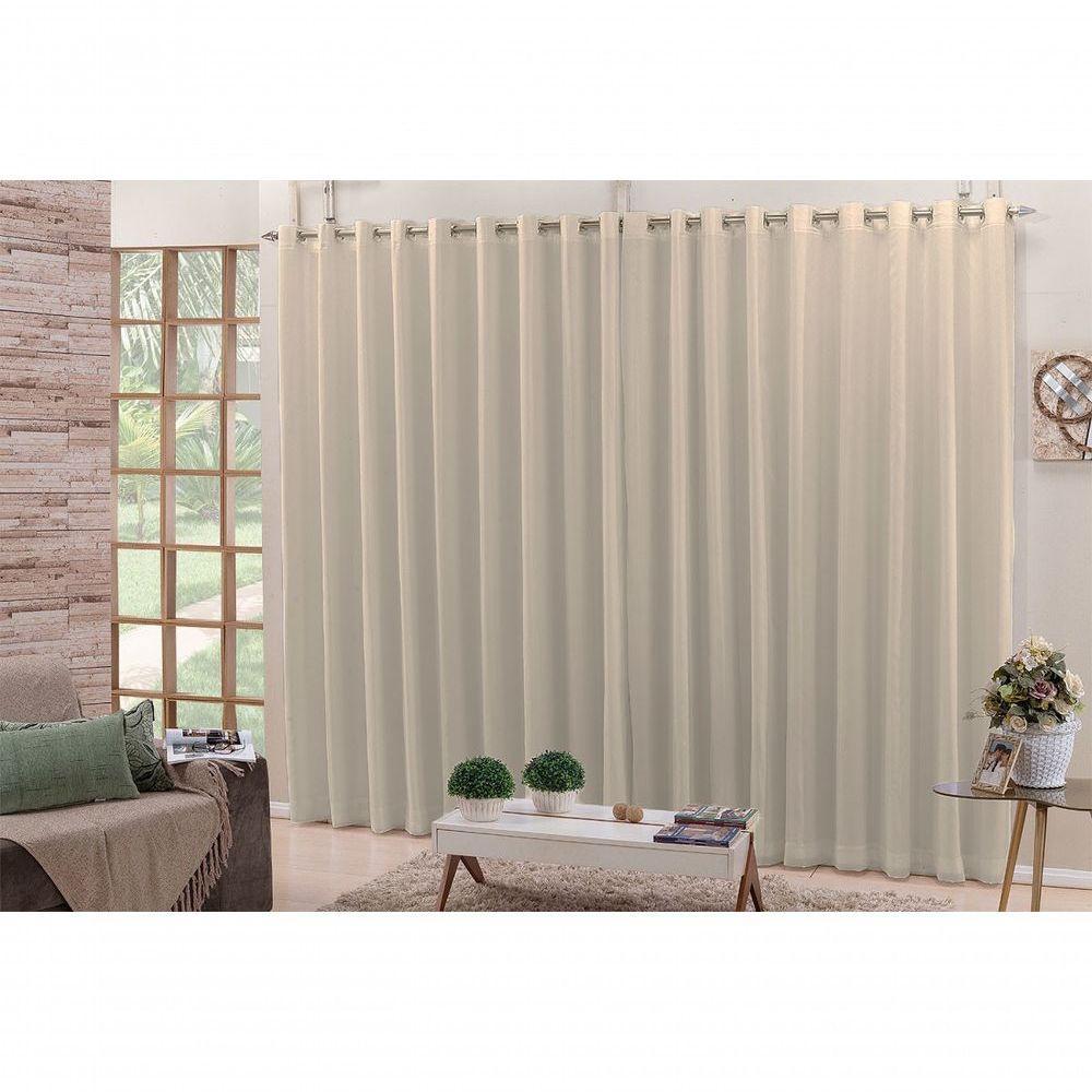 Cortina 3,00x2,50 Sala Quarto Cozinha Voil Blackout Tecido Cor:bege - 3