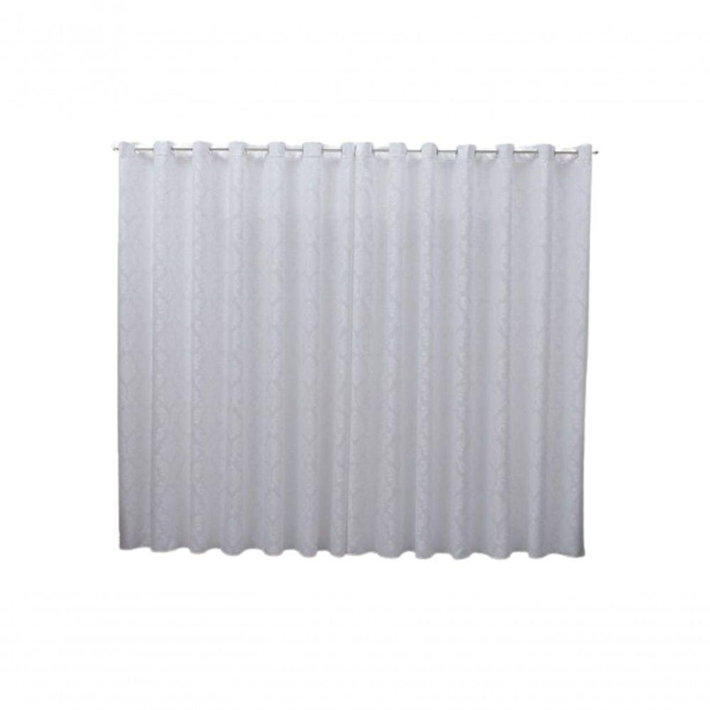 Cortina 6,00x2,50 Sala Quarto Cozinha Varão Tecido Jacquard Cor:cinza - 1