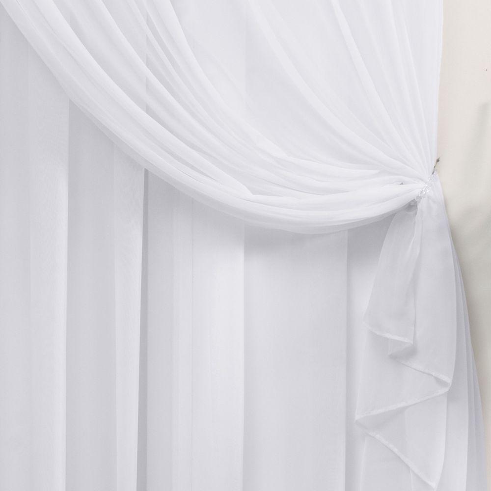 Cortina 5,00x2,50 Sala Quarto Cozinha Varão Voil Duplo Cor: Branco - 3