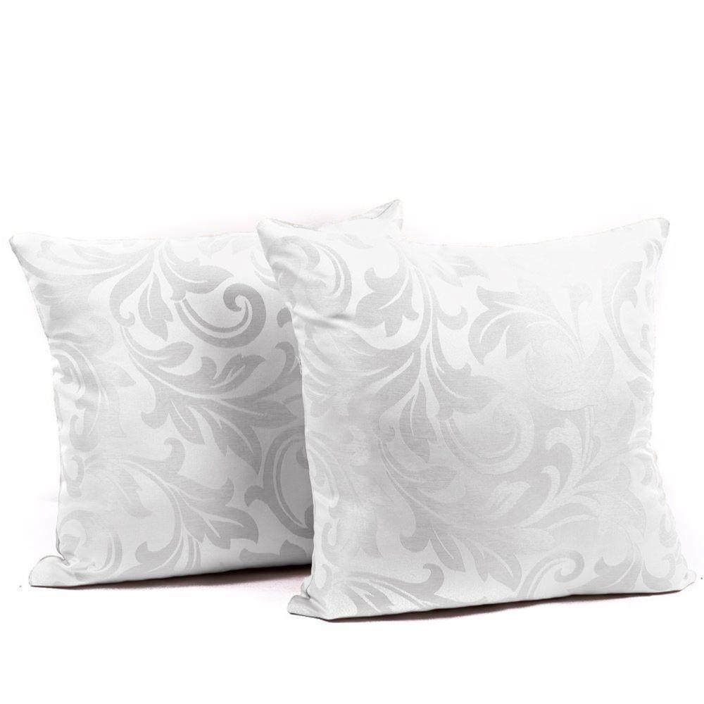 Capa Almofada Sala Quarto Cozinha 40x40 Jacquard Zíper 02 Un Cor: Branca - 2