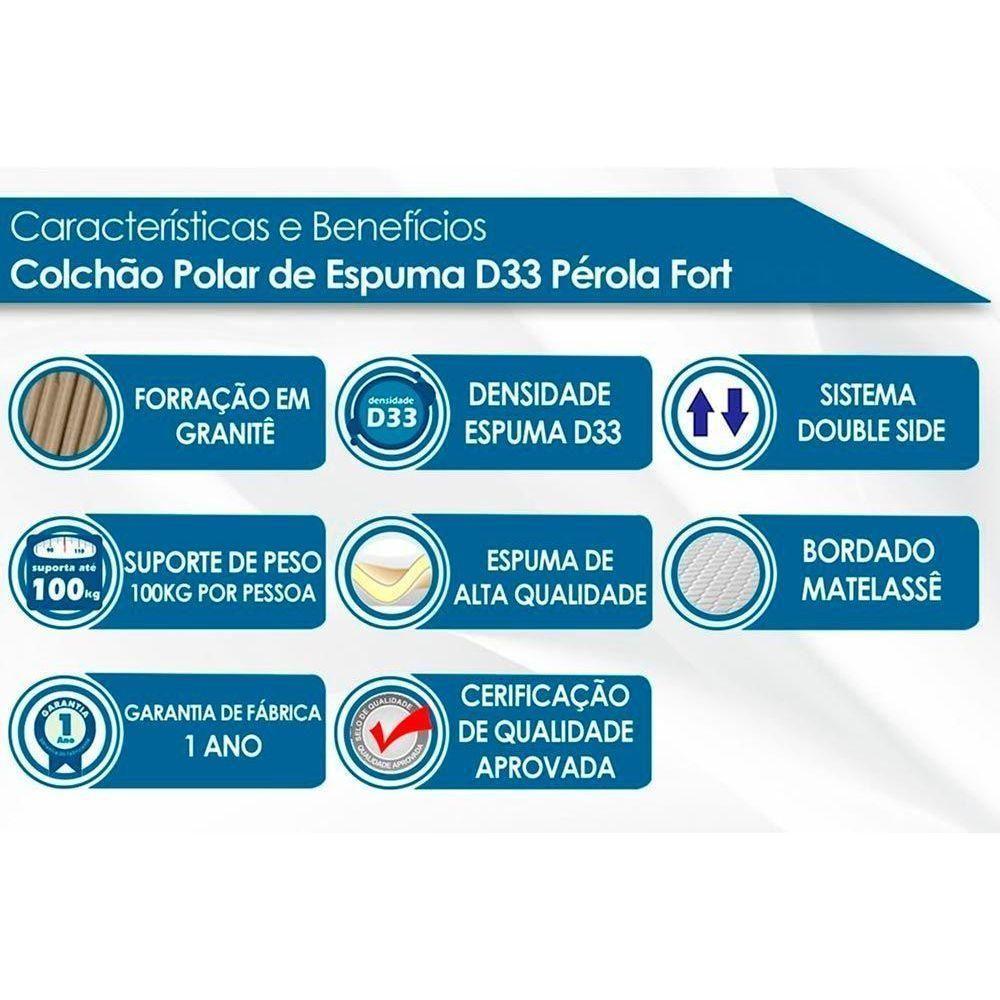 Cama Box Baú Solteiro: Colchão Espuma D33 Polar Pérola + Base CRC Suede Black(88x188) - 3