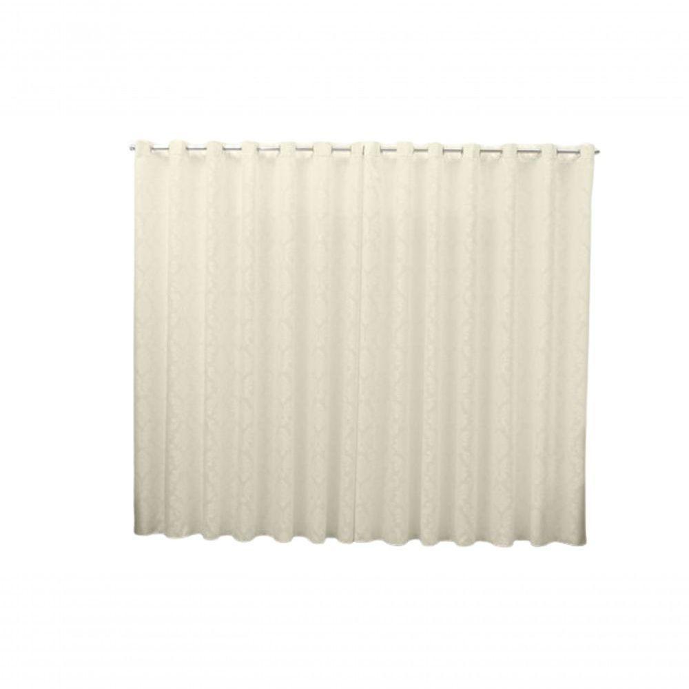 Cortina 5,00x2,50 Sala Quarto Cozinha Varão Tecido Jacquard Cor:pérola - 1