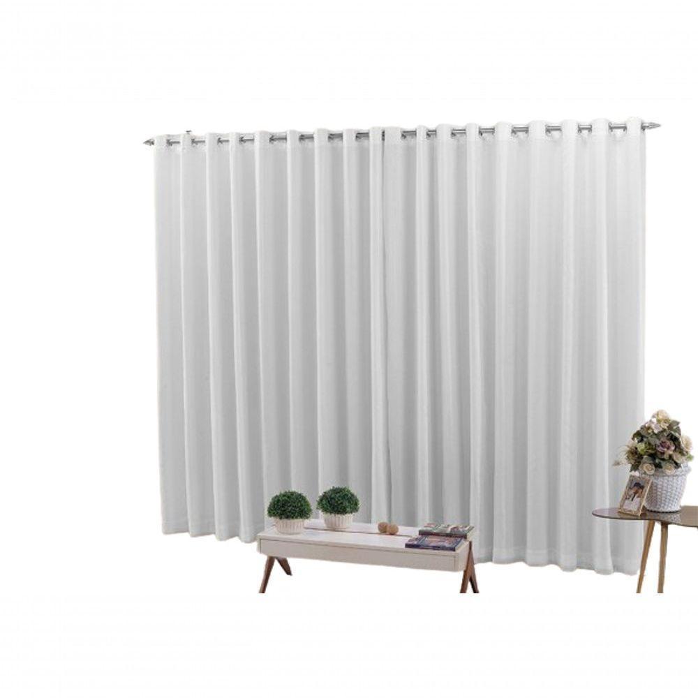 Cortina 3,00x2,50 Sala Quarto Cozinha Voil Blackout Tecido Cor:gelo - 1