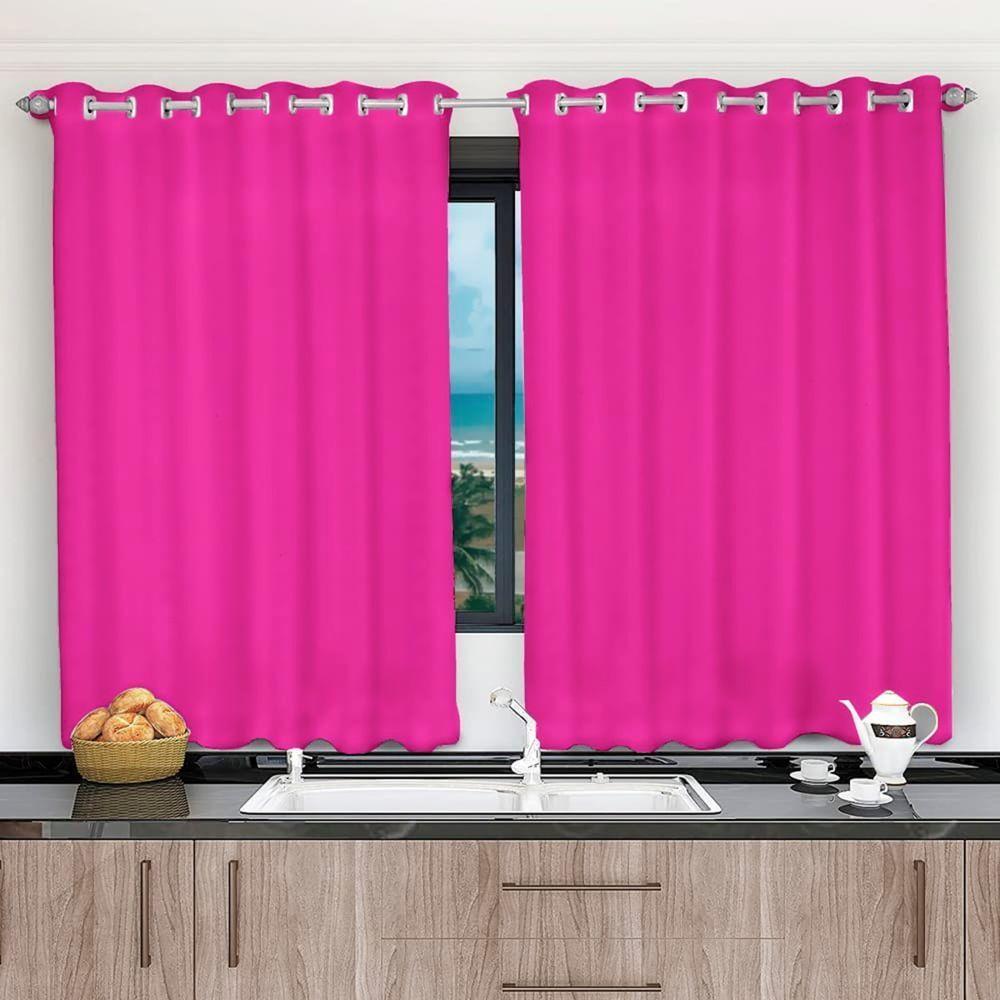 Cortina 2,00x1,20 Janela Sala Quarto Cozinha Tecido Liso Cor: Rosa Pink - 1