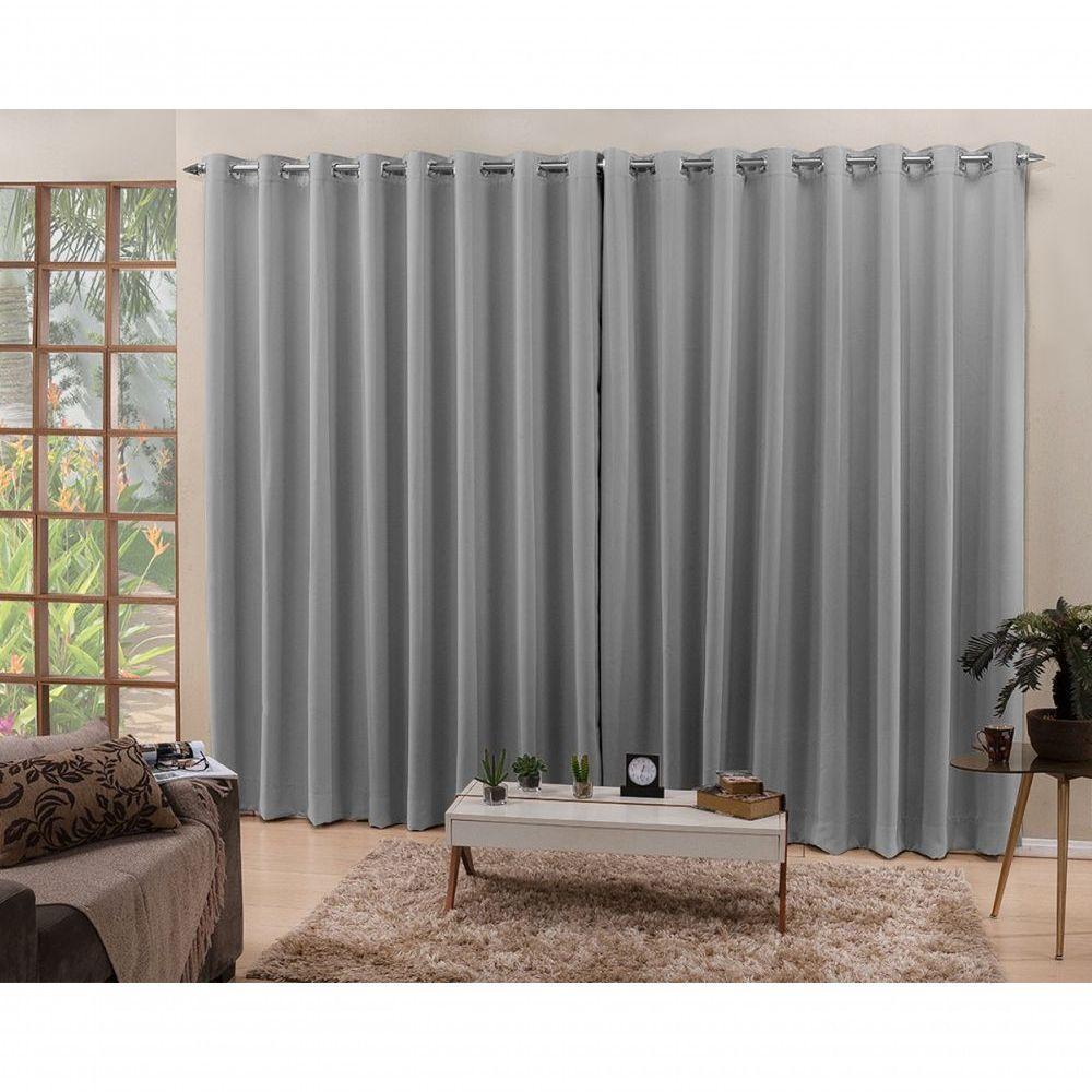 Cortina 3,00x2,50 Sala Quarto Cozinha Voil Blackout Tecido Cor:cinza - 4