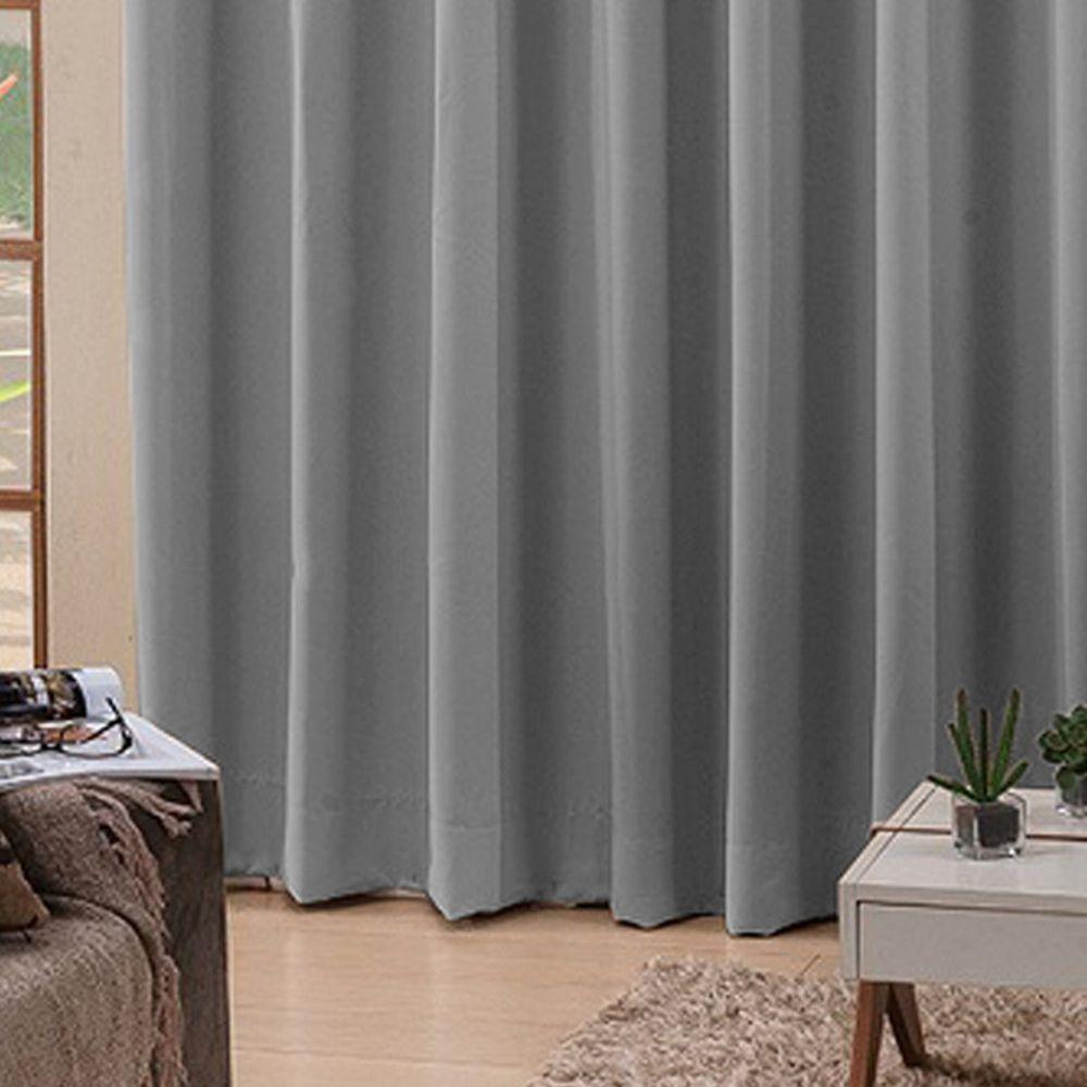 Cortina 3,00x2,50 Sala Quarto Cozinha Voil Blackout Tecido Cor:cinza - 5