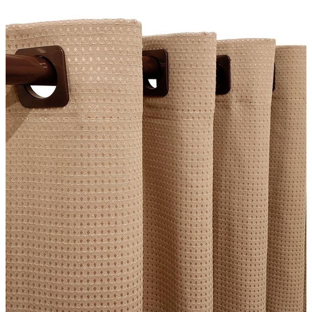 Cortina 2,40x1,30 Sala Quarto Cozinha Tecido Piquet Cor:bege - 1