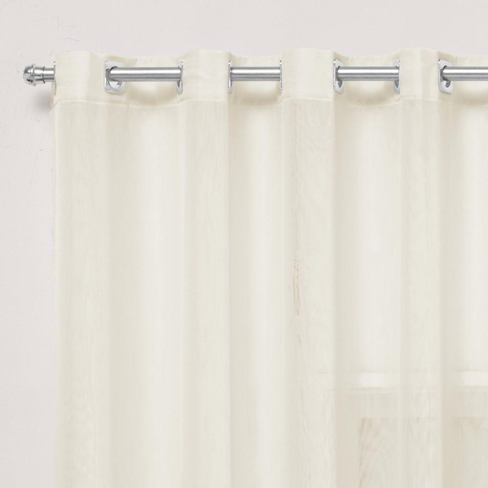 Cortina 2,80x1,80 Sala Quarto Cozinha Varão Voil Duplo Cor:pérola - 5