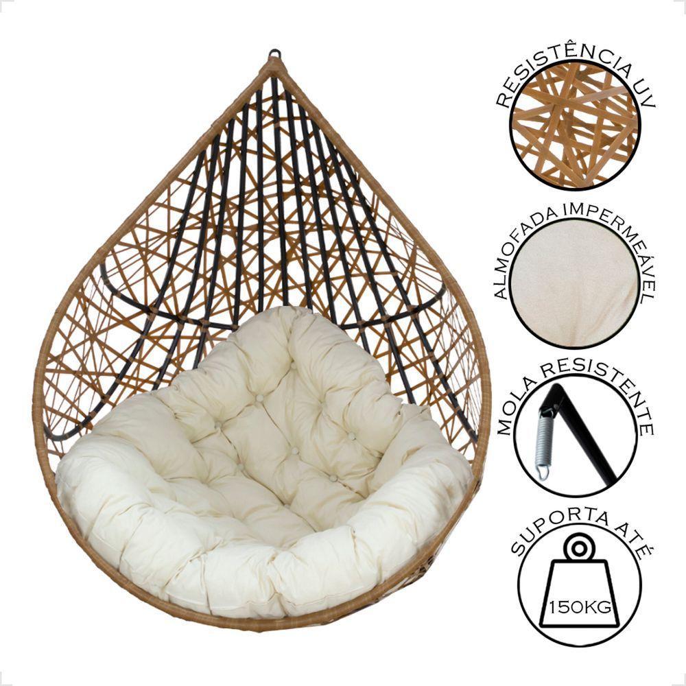 Balanço Suspenso Ninho Gota Com Mosquetão E Mola Para Ambiente Externo - Caramelo A1 - 7