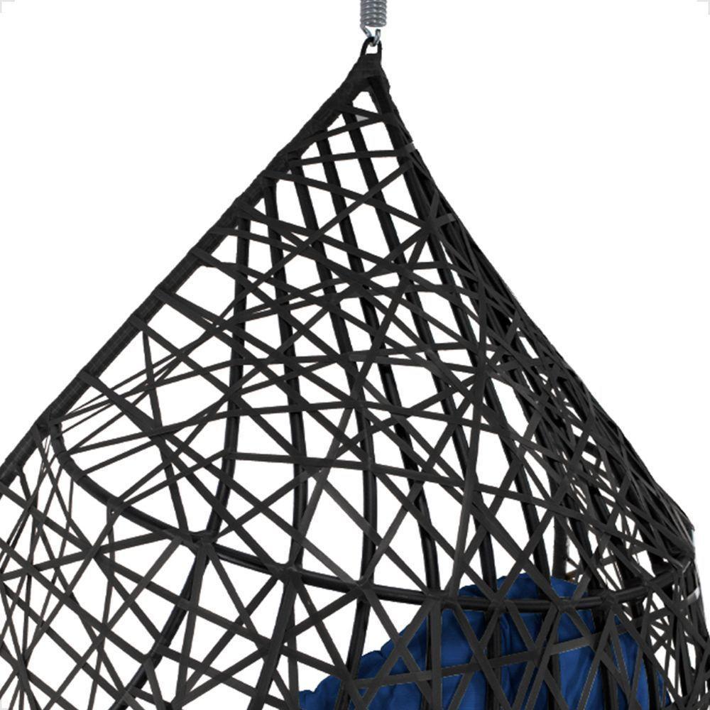 Balanço Suspenso Ninho Gota Com Mosquetão E Mola Para Terraço - Preto A2 - 4