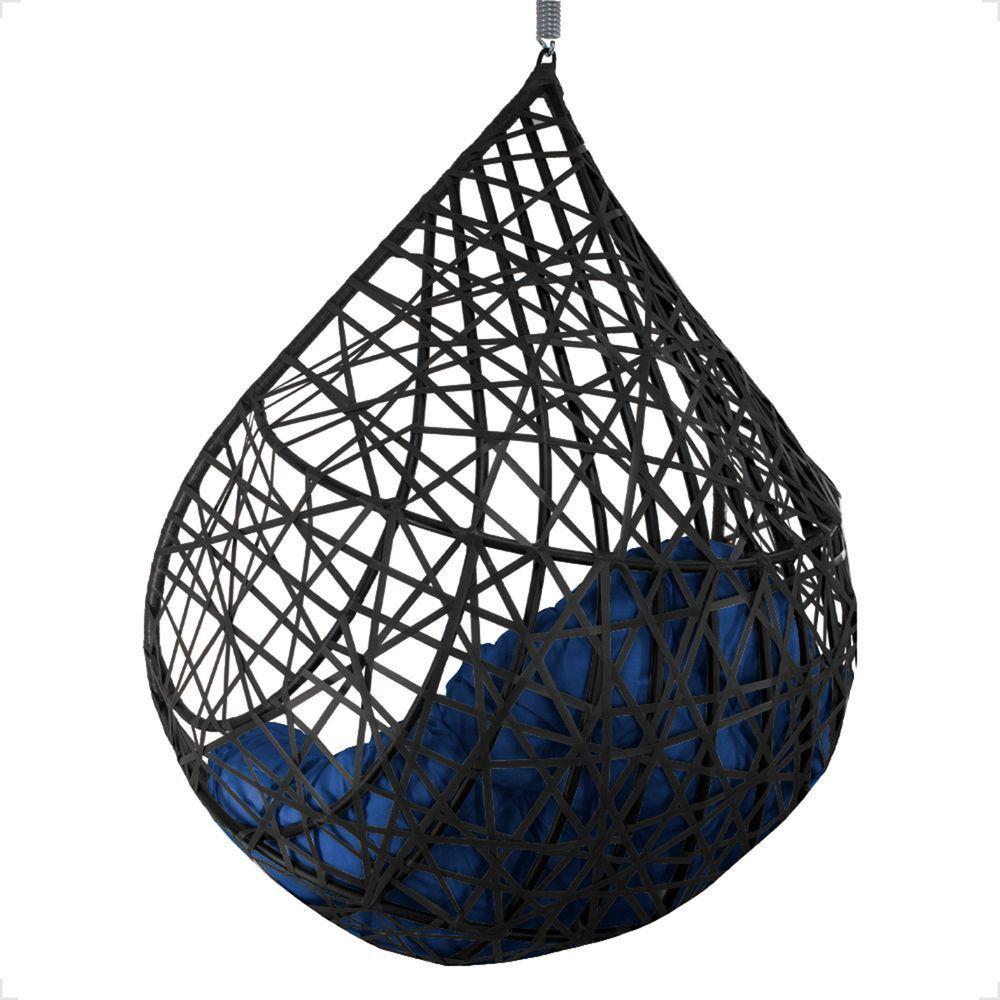 Balanço Suspenso Ninho Gota Com Mosquetão E Mola Para Terraço - Preto A2 - 9