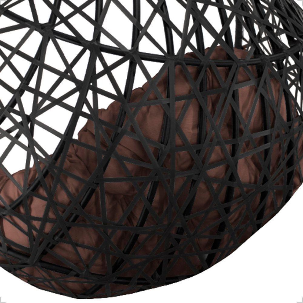 Balanço Suspenso Ninho Gota Com Mola E Mosquetão Para Varanda - Preto A4 - 6