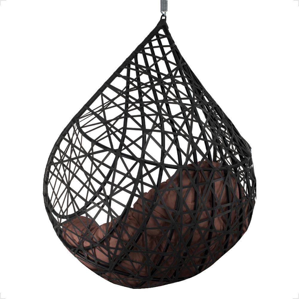 Balanço Suspenso Ninho Gota Com Mola E Mosquetão Para Varanda - Preto A4 - 9