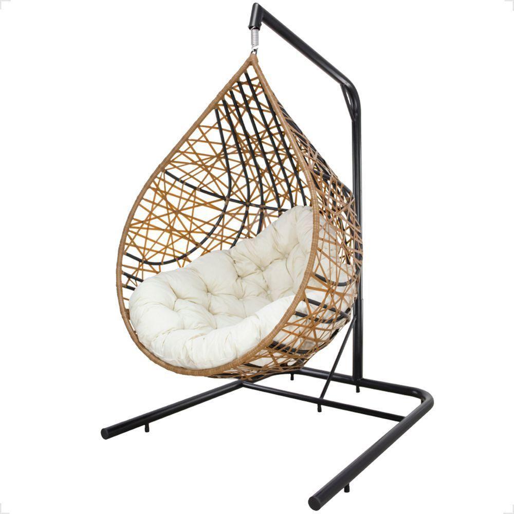 Balanço Suspenso Ninho Gota Com Suporte, Mola E Mosquetão Para Jardim - Caramelo A1 - 1