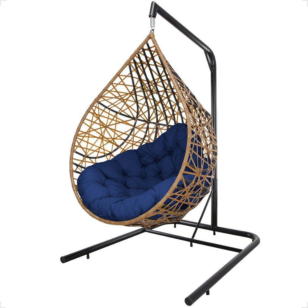 Balanço Suspenso Ninho Gota Com Suporte, Mola E Mosquetão Para área Externa - Caramelo A2 - 1