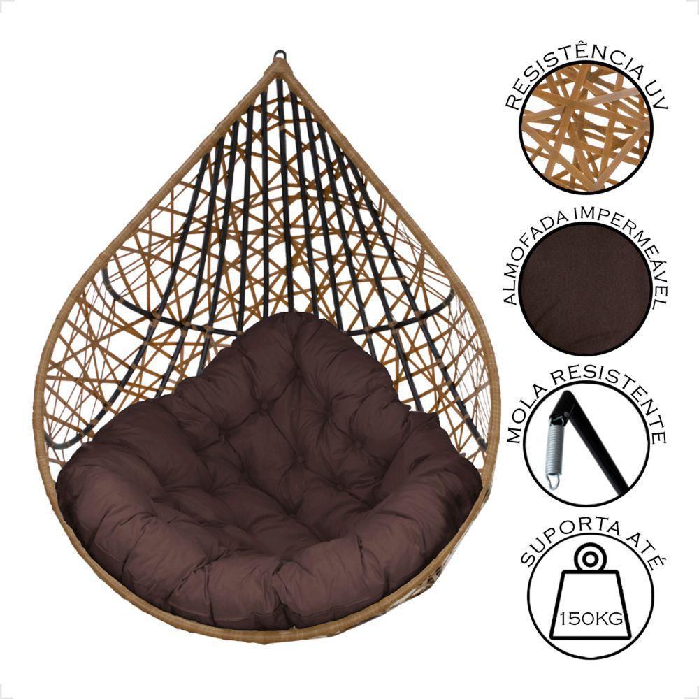 Balanço Ninho Gota Suspenso Com Mosquetão E Mola Para área De Lazer - Caramelo A4 - 7