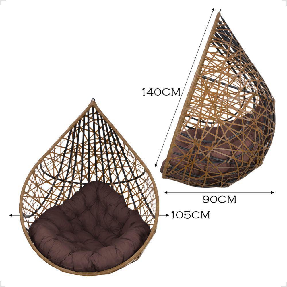 Balanço Ninho Gota Suspenso Com Mosquetão E Mola Para área De Lazer - Caramelo A4 - 8