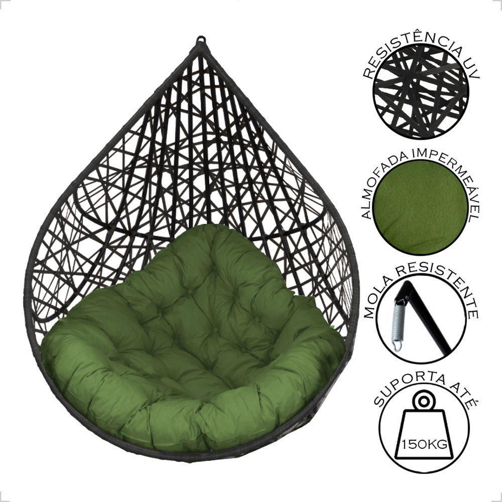 Balanço Suspenso Ninho Gota Com Mosquetão E Mola Para Quintal - Preto A5 - 10