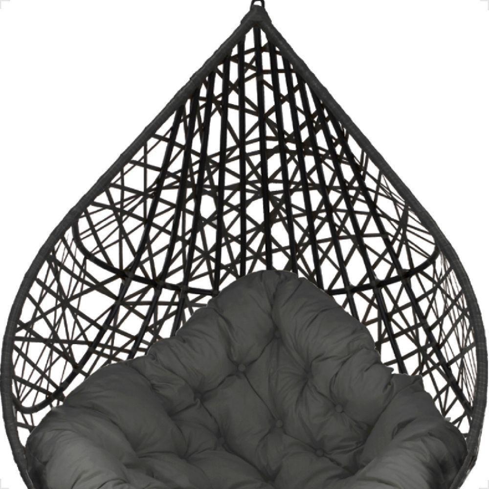 Balanço Suspenso Ninho Gota Com Suporte, Mola E Mosquetão Para Jardim - Preto A3 - 2