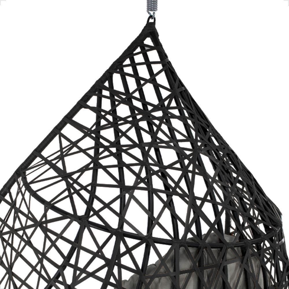 Balanço Suspenso Ninho Gota Com Suporte, Mola E Mosquetão Para Jardim - Preto A3 - 4