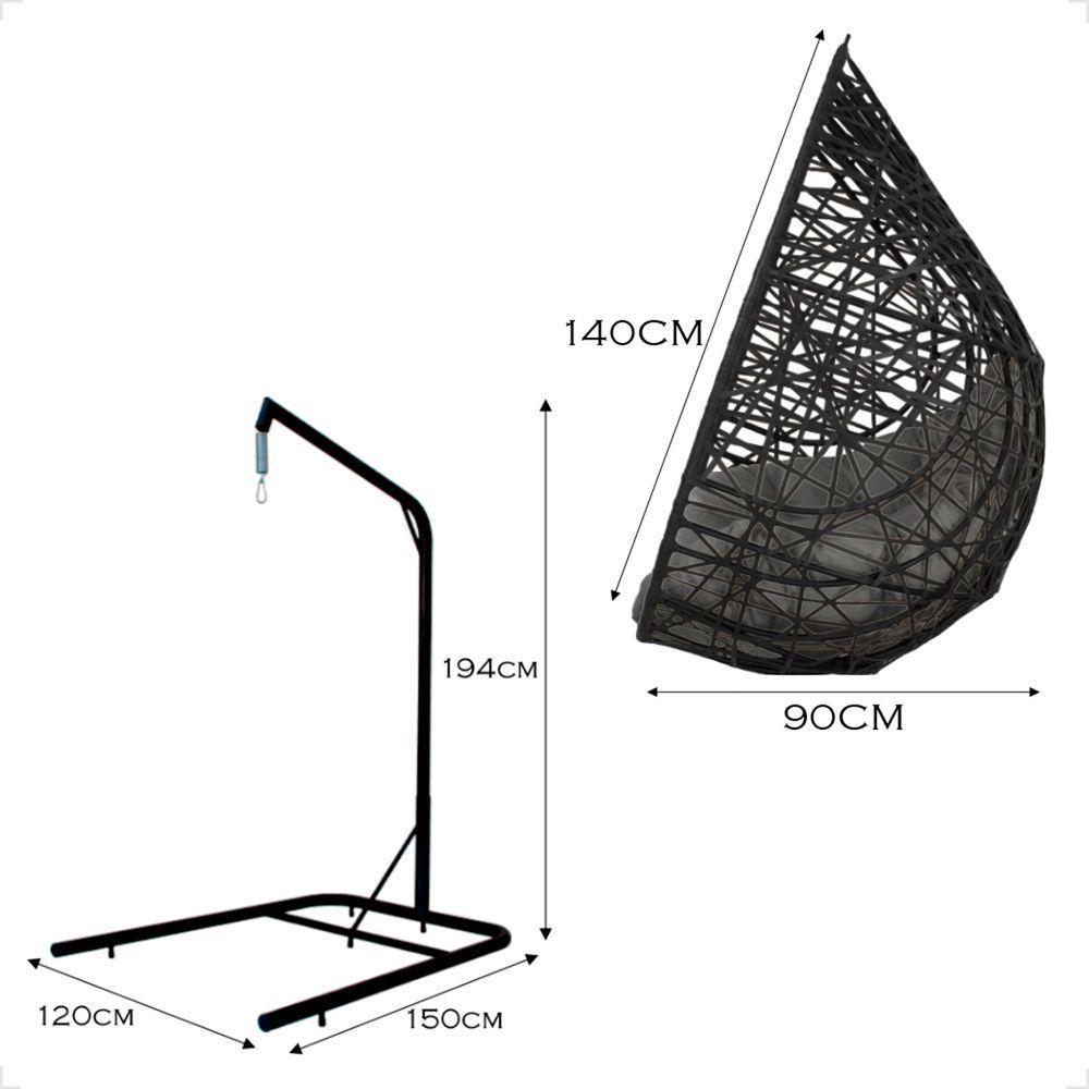 Balanço Suspenso Ninho Gota Com Suporte, Mola E Mosquetão Para Jardim - Preto A3 - 8