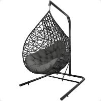 Balanço Suspenso Ninho Gota Com Suporte, Mola E Mosquetão Para Jardim - Preto A3 - 1