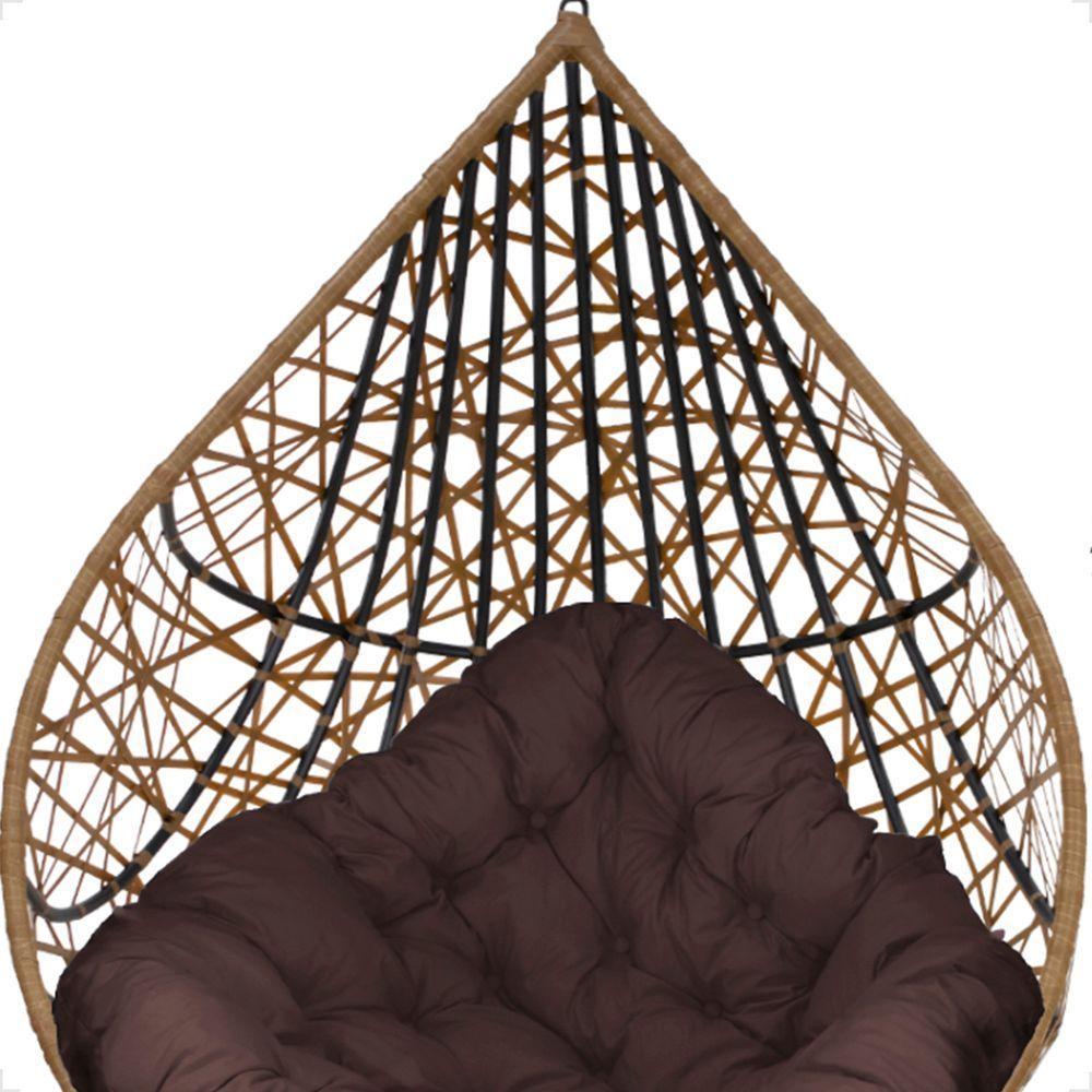 Balanço Ninho Gota Suspenso Com Mosquetão, Mola E Suporte Para Varanda - Caramelo A4 - 2