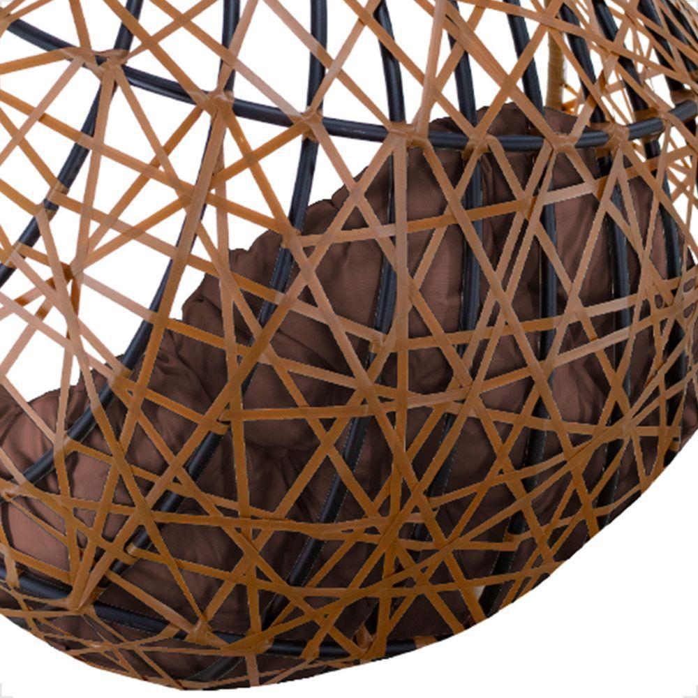 Balanço Ninho Gota Suspenso Com Mosquetão, Mola E Suporte Para Varanda - Caramelo A4 - 5