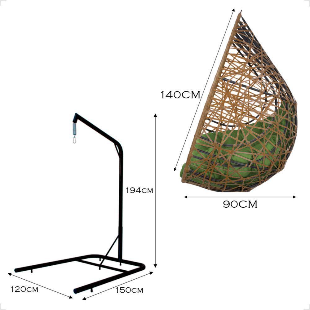 Balanço Suspenso Ninho Gota Com Mola, Mosquetão E Suporte Para Sacada - Caramelo A5 - 7