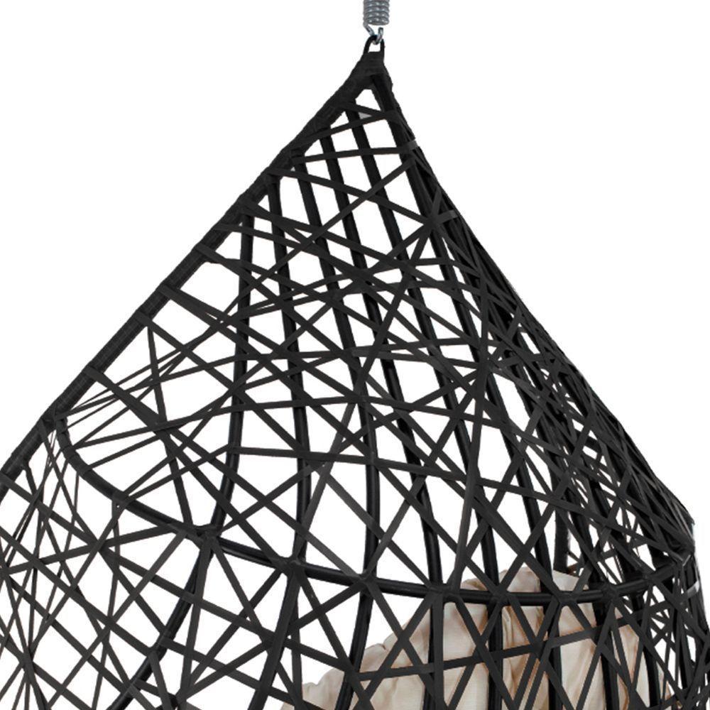 Balanço Suspenso Ninho Gota Com Mola, Mosquetão E Suporte Para Terraço - Preto A1 - 4