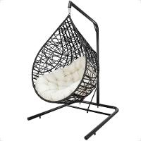 Balanço Suspenso Ninho Gota Com Mola, Mosquetão E Suporte Para Terraço - Preto A1 - 1