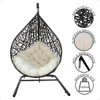 Balanço Suspenso Ninho Gota Com Mola, Mosquetão E Suporte Para Terraço - Preto A1 - 7