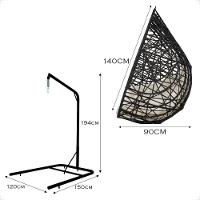 Balanço Suspenso Ninho Gota Com Mola, Mosquetão E Suporte Para Terraço - Preto A1 - 8