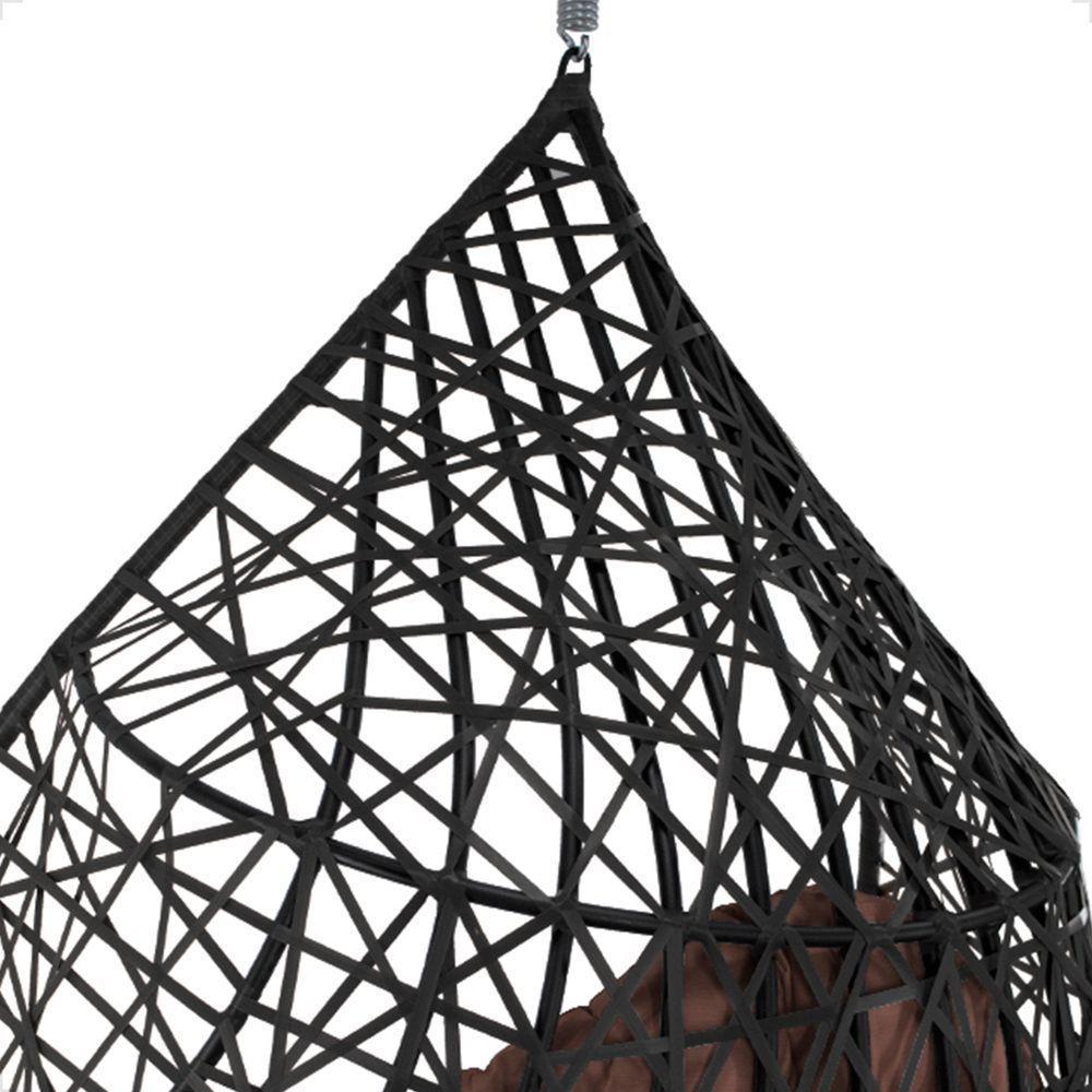 Balanço Suspenso Ninho Gota Com Suporte, Mosquetão E Mola Para Quintal - Preto A4 - 4